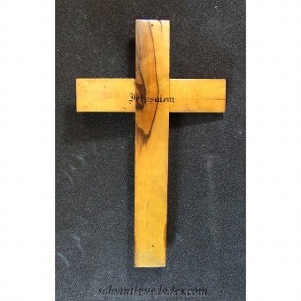 Antique Polychrome wooden crucifix and bronze