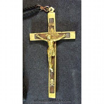 Crucifix wood inlaid bronze