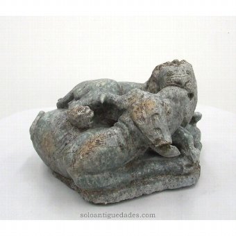 Antique Sculptural group hunting lions