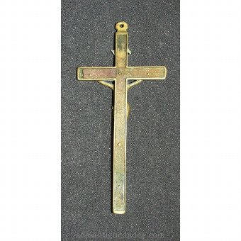 Antique Wooden crucifix framed in bronze