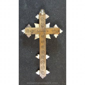 Antique Christ Crucifix with silver plated tin