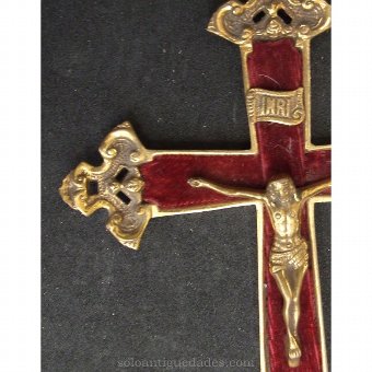 Antique Gilt bronze crucifix with velvet inside