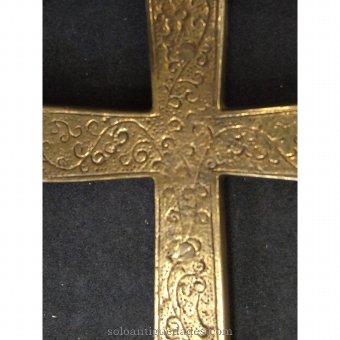 Antique Gilt bronze crucifix with velvet inside