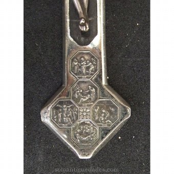 Antique Silver crucifix reliquary and inlaid wood