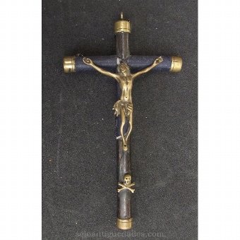 Crucifix of wood, paper and bronze