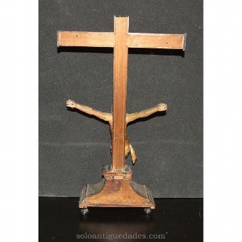 Antique Polychrome wooden crucifix sixteenth century