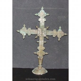 Antique Processional Cross with Mary Immaculate