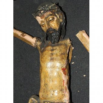 Antique Gothic polychrome wooden Christ