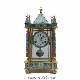 Watch with box-shaped bronze oriental temple