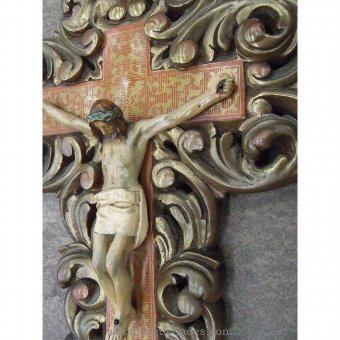 Antique Wooden cross painted in gold