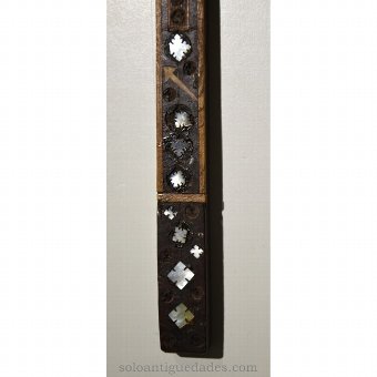 Antique Wooden cross with inlaid wood and mother of pearl