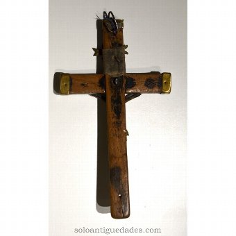 Antique Wooden crucifix with brass finials