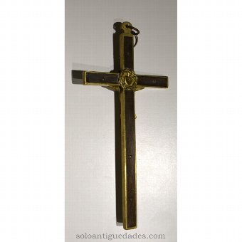 Antique Bronze crucifix with Christ and Heart of Jesus