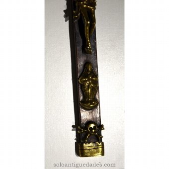 Antique Figure Crucifix with Madonna and skull at the foot