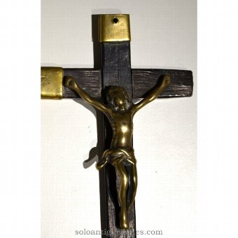 Antique Wood and bronze crucifix nineteenth century