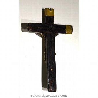 Antique Wood and bronze crucifix nineteenth century