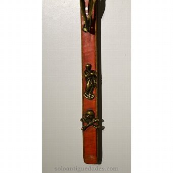Antique Polychrome wooden crucifix in red