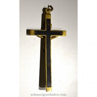 Antique Wooden cross framed in bronze