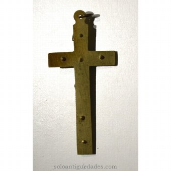 Antique Bronze cross with wood inlays