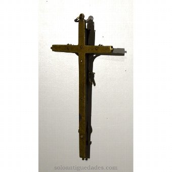 Antique Wooden crucifix and silver-gilt ebonised