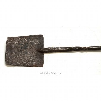Antique Kitchen shovel with straight blade and shaft of rectangular section with gimped