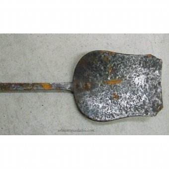 Antique Iron cooking shovel engraved with geometric designs