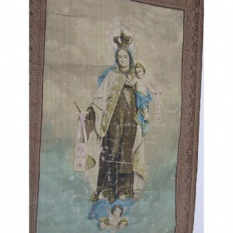 Antique Banner of the Virgin Mary with baby Jesus