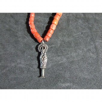 Antique Coral Necklace with religious pendant