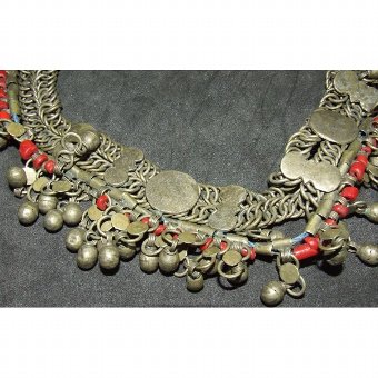 Antique Silver necklace with coral beads