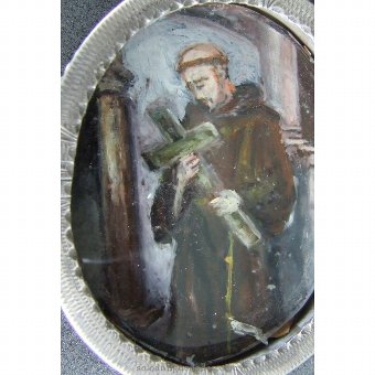 Antique Medallion locket type. Franciscan Friar
