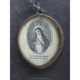 Antique Medallion Locket type image of the Virgin of Solitude