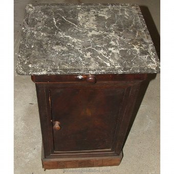 Antique Nightstand with gray marble mantel