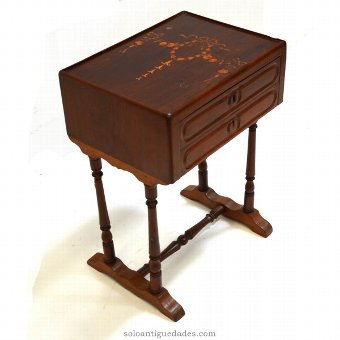 Antique Bedside table decorated with marquetry