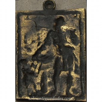 Antique Bronze medal with bas