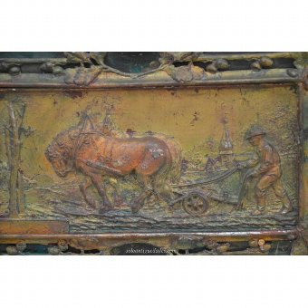 Antique Copper Relief genre scene