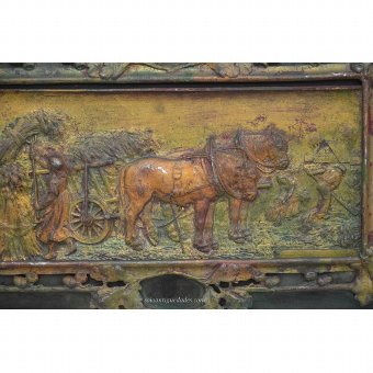 Antique Painted copper Relief