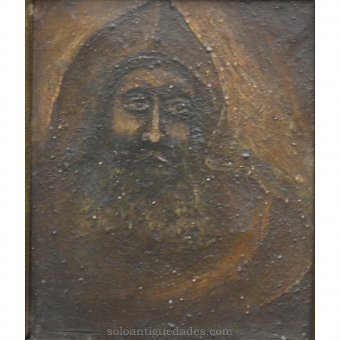 Antique Copper with monk portrait
