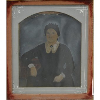 Antique Watercolor portrait of woman