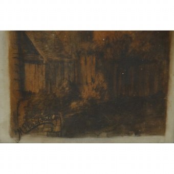 Antique Drawing on charcoal and chalk alabaster