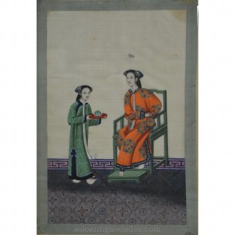 Antique Watercolor with oriental representation