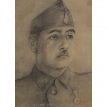 Antique Graphite drawing of Francisco Franco