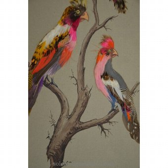 Antique Watercolor depicting birds