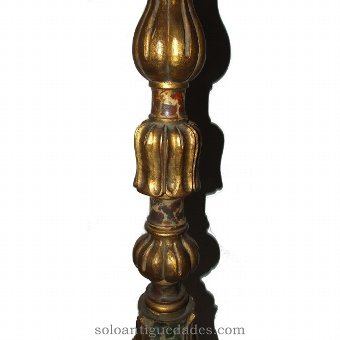 Antique Wooden Candle with gold stem