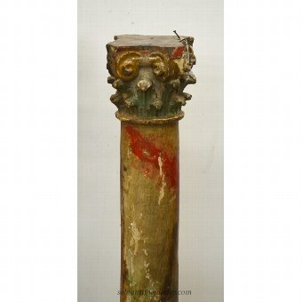 Antique Polychrome wood Corinthian Column