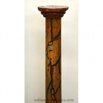 Antique Polychrome wood column marble effect