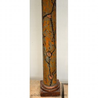 Antique Polychrome wood column marble effect