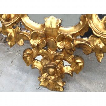 Antique Rococo Cornucopia with small mirrors on the crest and side