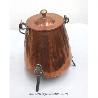 Antique Three-legged cauldron with lid