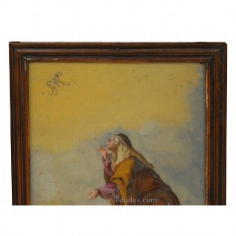 Antique Painting under glass. Mary Magdalene.