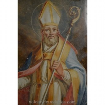 Antique Painting on glass, representing a bishop.